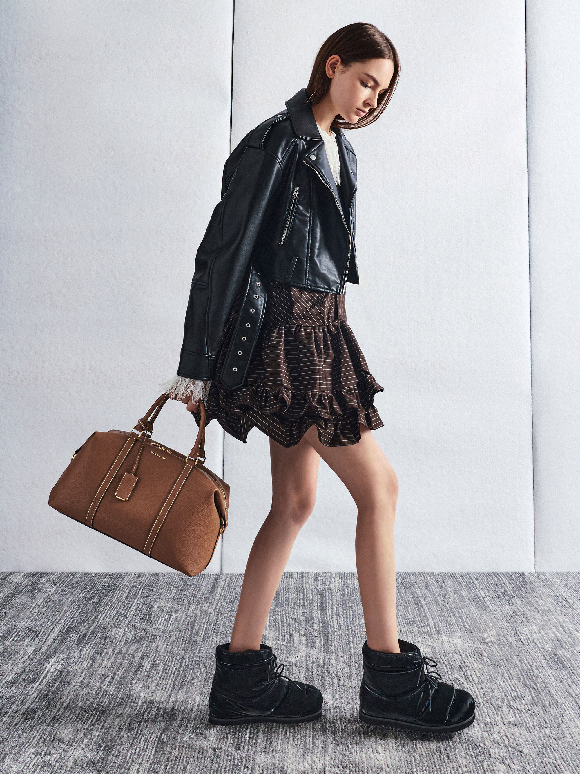 Chance チャンス レザーボウリングバッグ - チョコレート | CHARLES