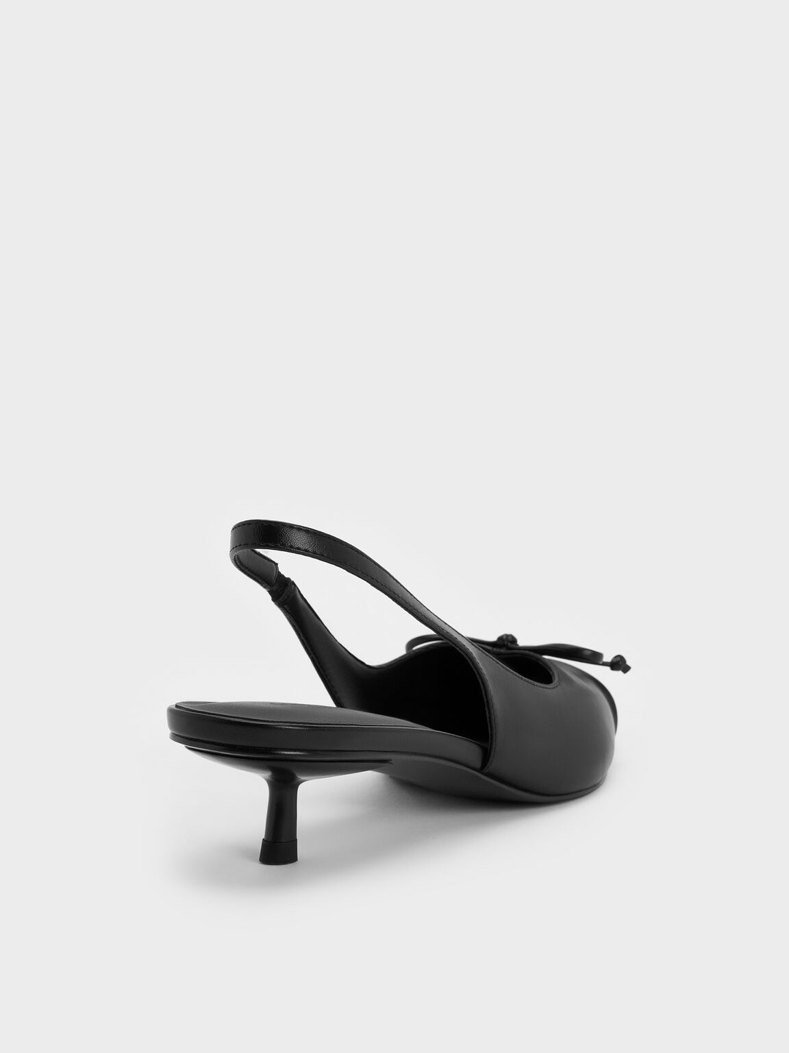 ルーシュド ボウスリングバックキトゥンヒール, ブラック, hi-res