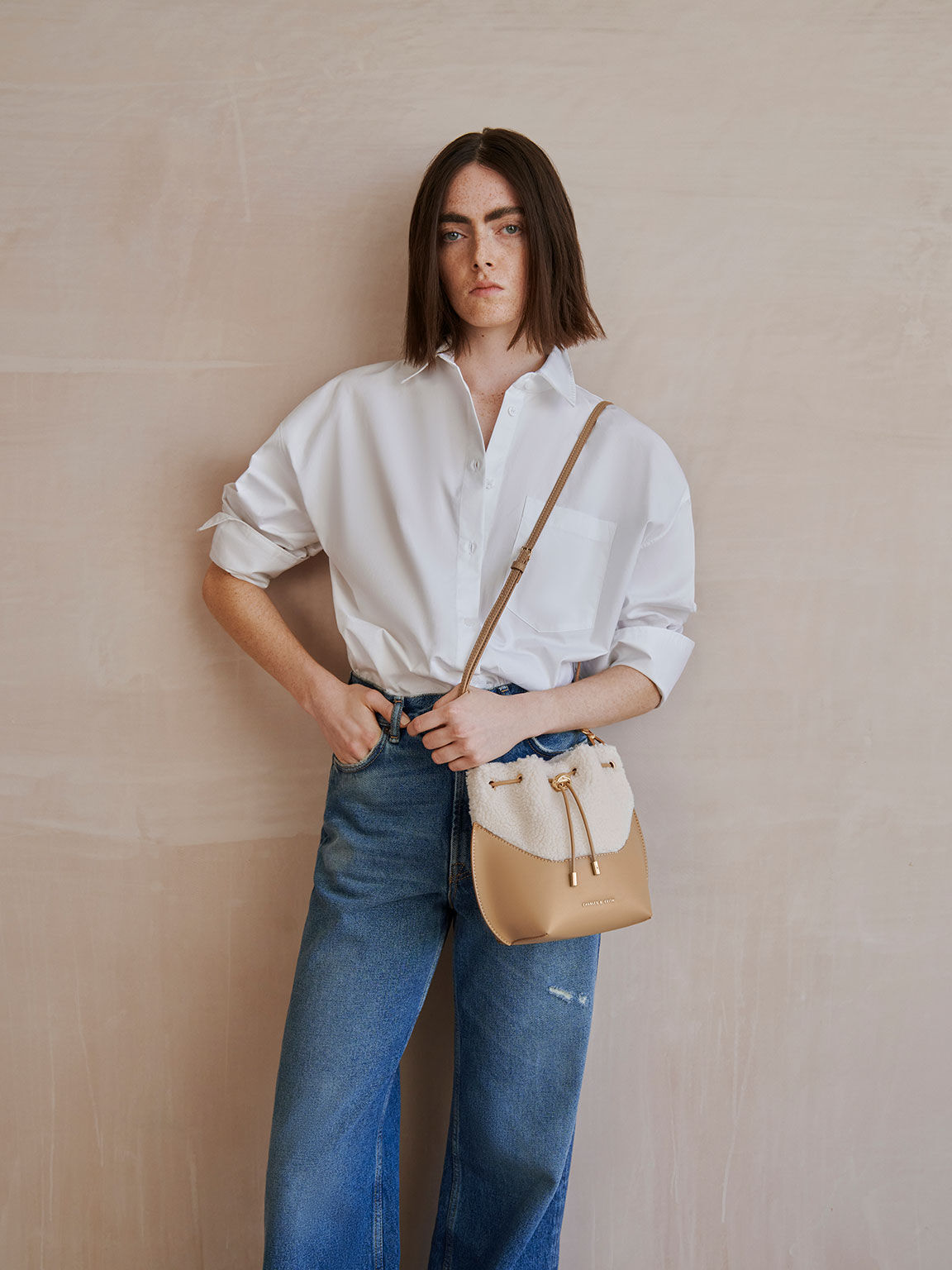 Cassiopeia カシオペア ファーリーバケツバッグ, キャメル, hi-res