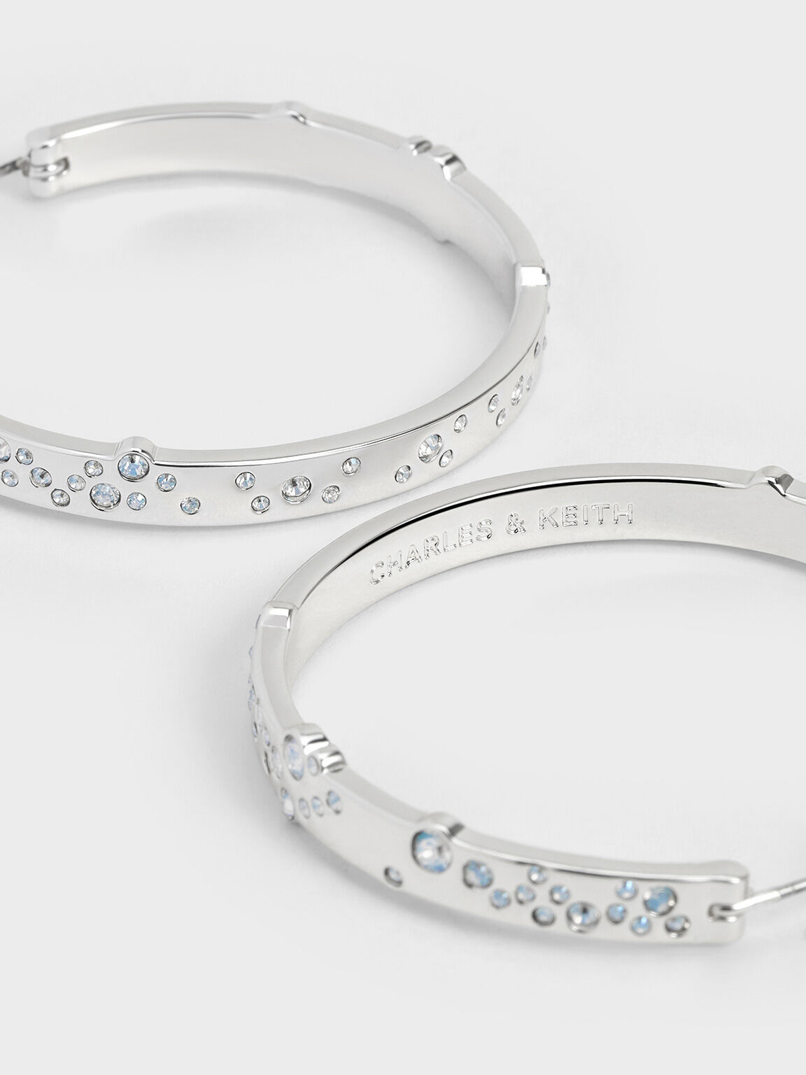 Reverie レヴァリィ クリスタルラージフープピアス, シルバー, hi-res