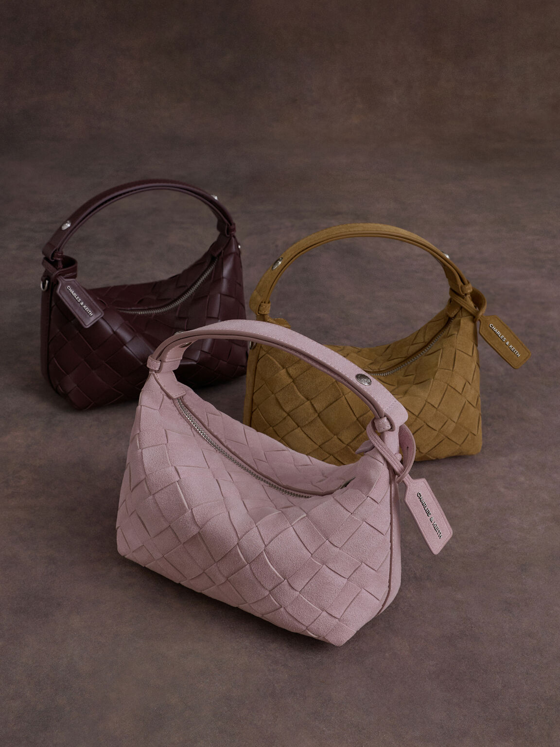 Ivette イヴェット スエードウーブンショルダーバッグ, サハラサンド, hi-res