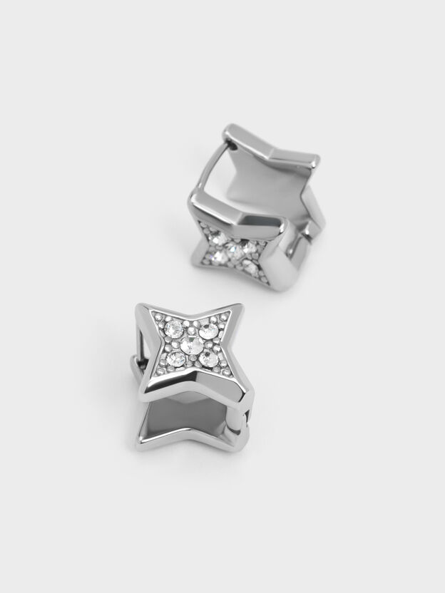 Everest エベレスト スターダストクリスタルピアス, シルバー, hi-res
