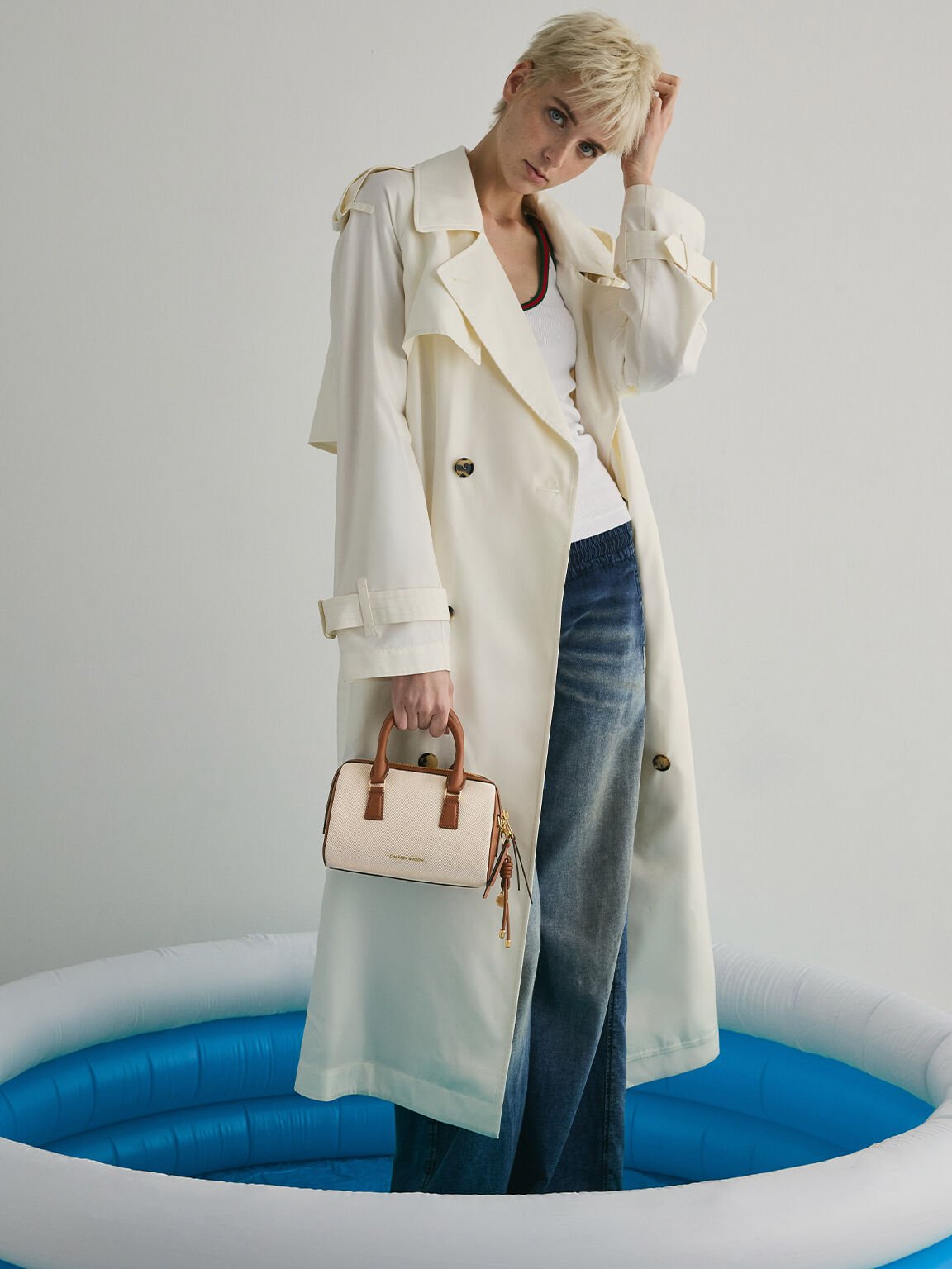 Everleigh エベルレイ ツートーンボウリングバッグ, トープキャンバス, hi-res