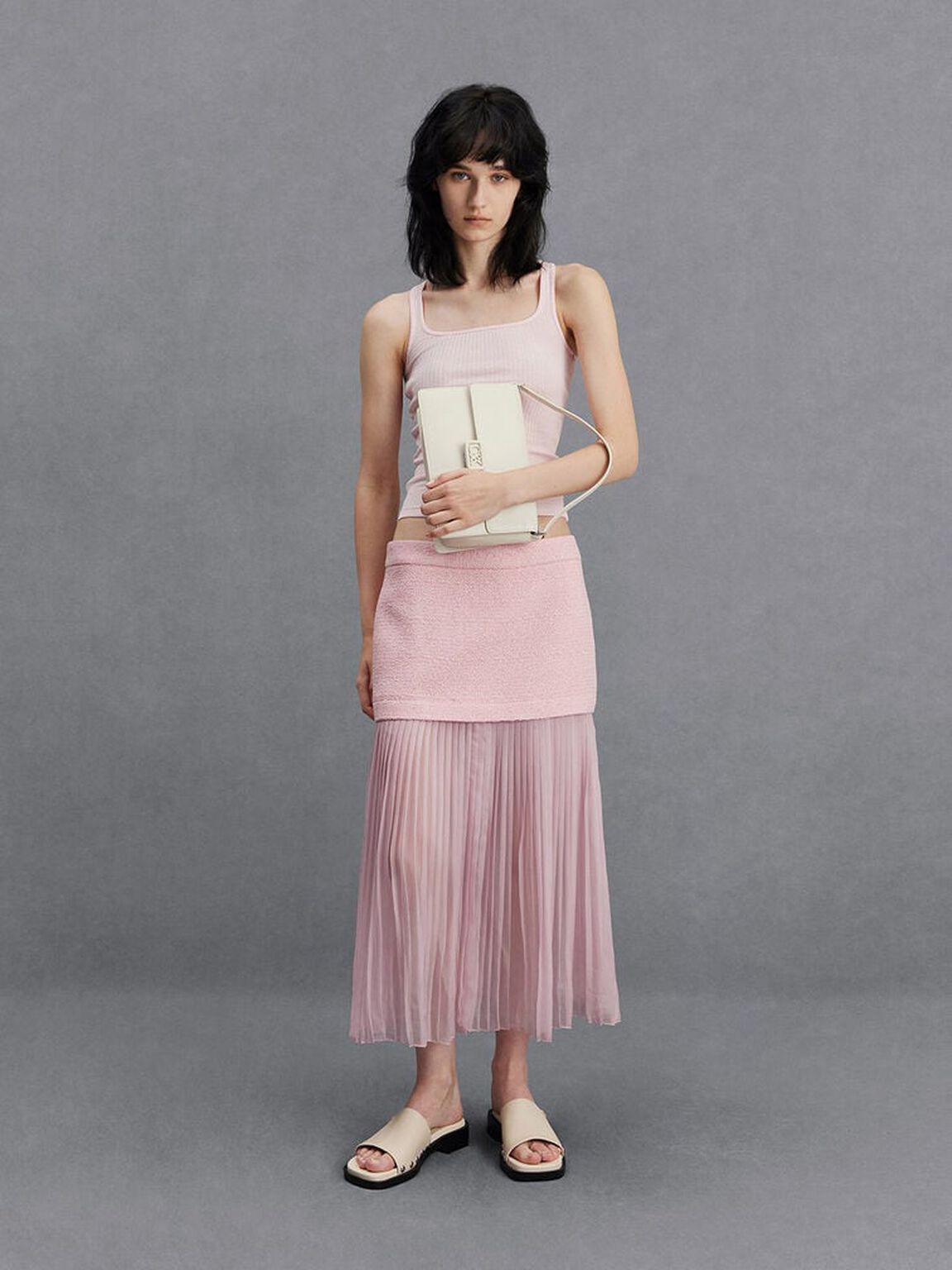 レザー ショルダーバッグ, ホワイト, hi-res