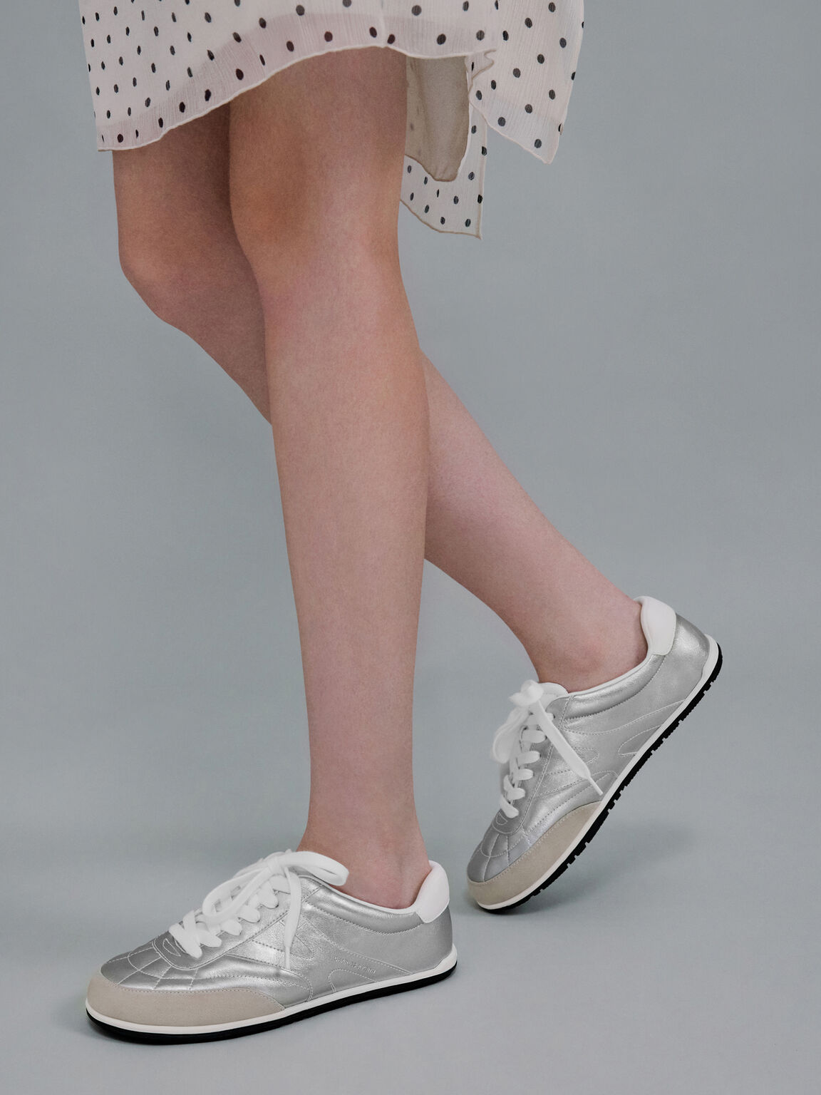 ロートップ スニーカー, シルバー, hi-res