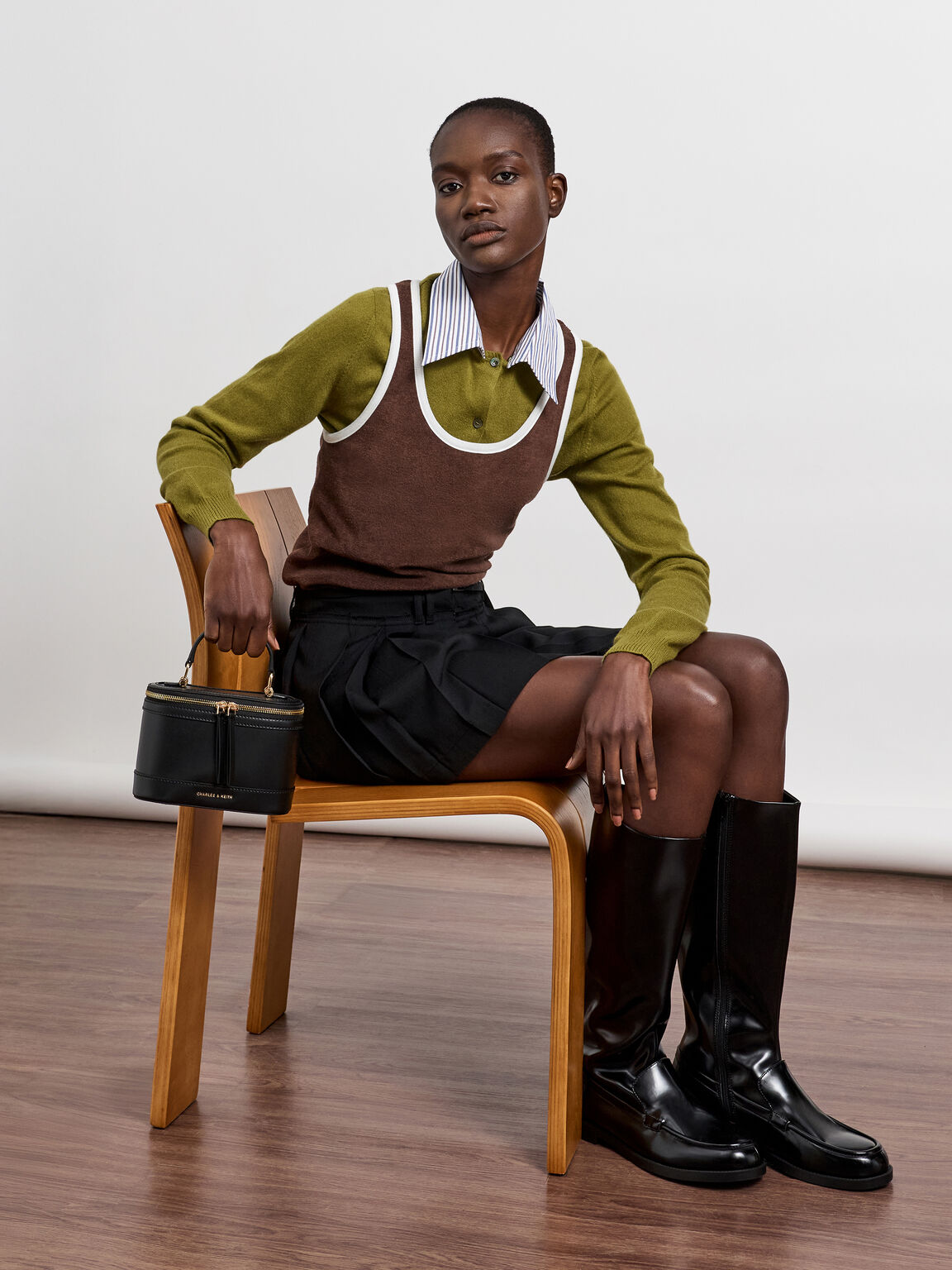 Enola エノラ トップハンドルバニティーバッグ, ブラック, hi-res