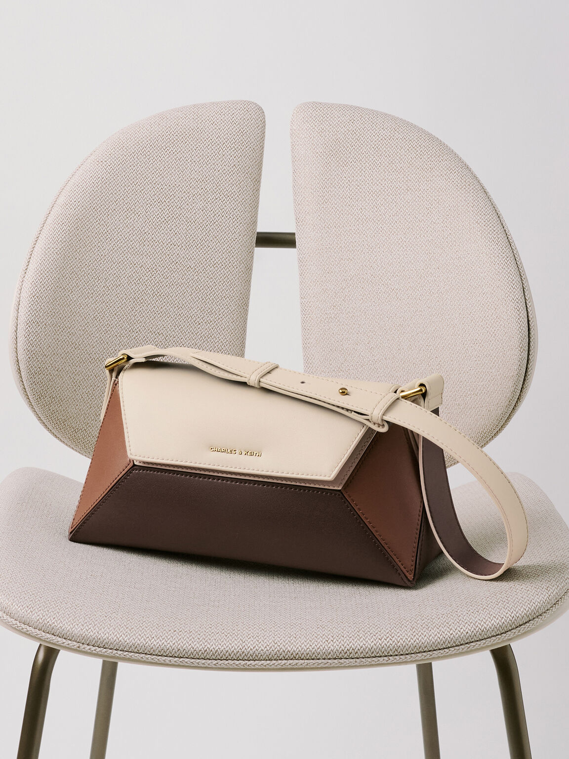 Nasrin　ナスリン  フォースエードカラーブロック ショルダーバッグ, マルチブラウン, hi-res