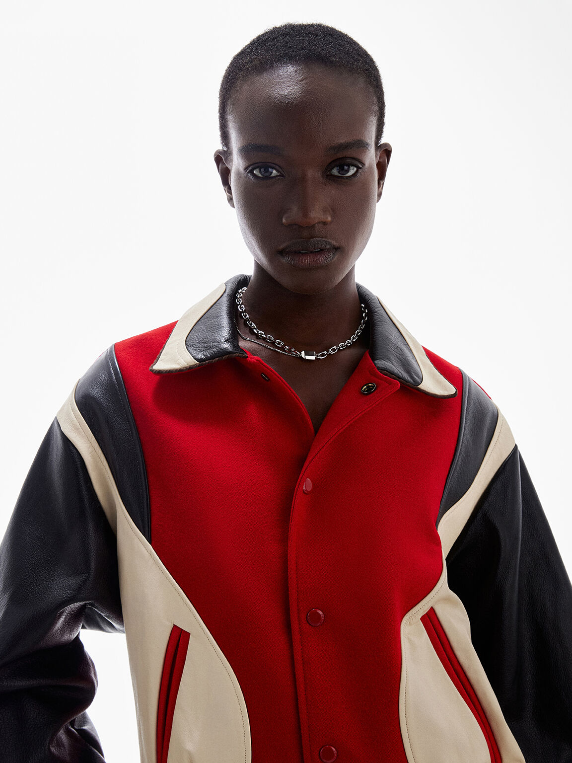 Keziah キザイア ダブルチェーンリンクチョーカーネックレス, シルバー, hi-res