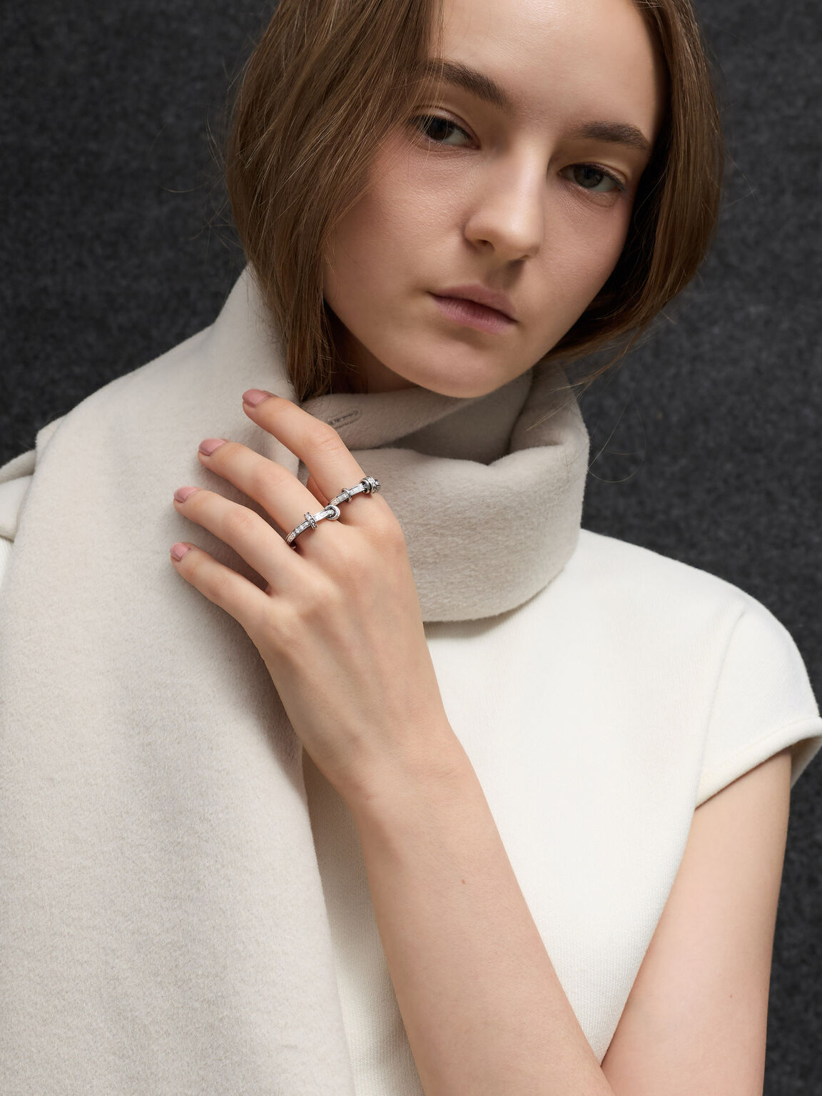 Hermione ハーマイオニー クリスタルエンベリッシュドリング, シルバー, hi-res