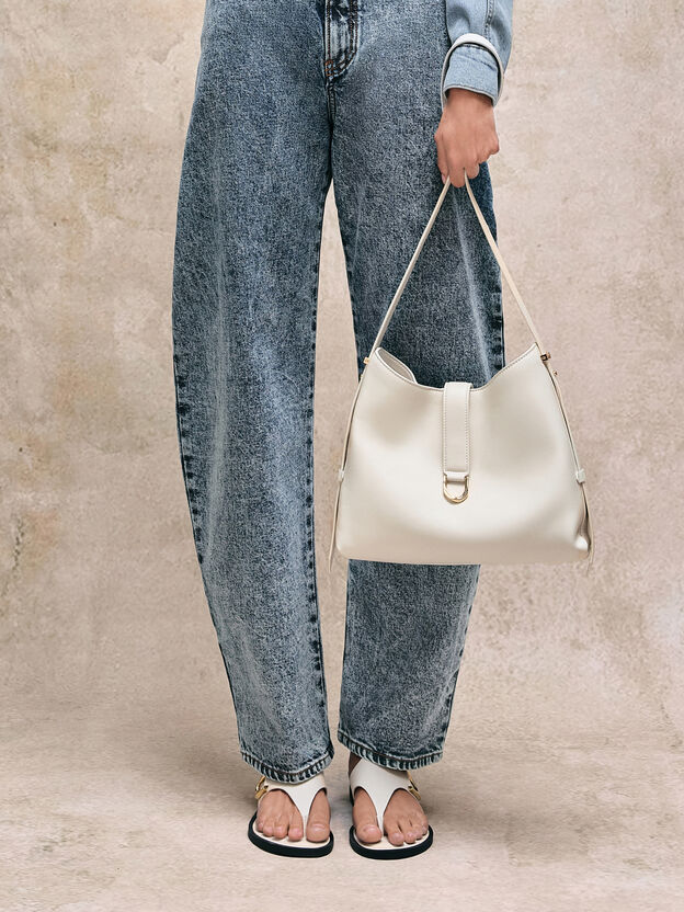 Gabine ガビーヌ レザーベルトホーボーバッグ, エッグシェルクリーム, hi-res