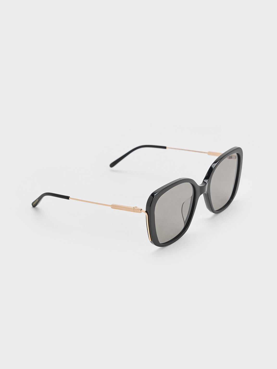 アセテート ワイドフレームバタフライサングラス, ブラック, hi-res