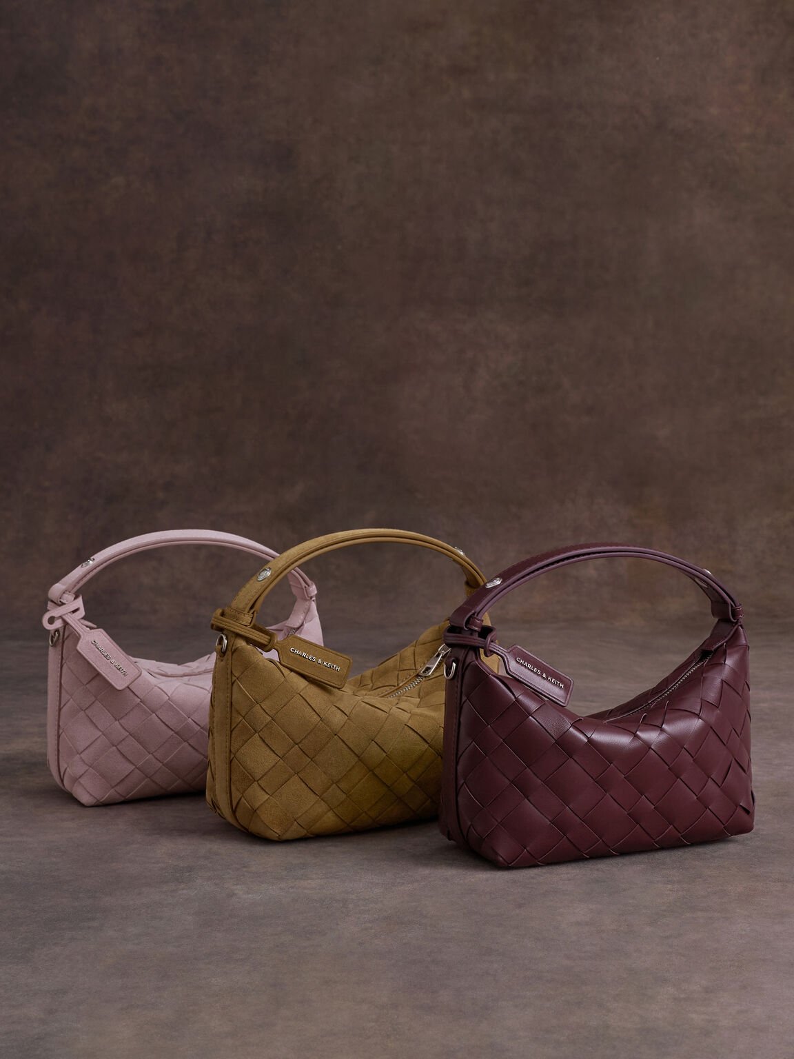 Ivette イヴェット ウーブンショルダーバッグ, ワインベリーレッド, hi-res