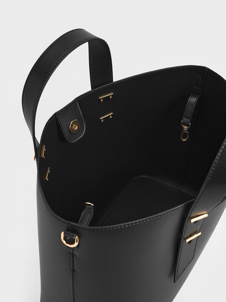 accent handle bag／ブラック