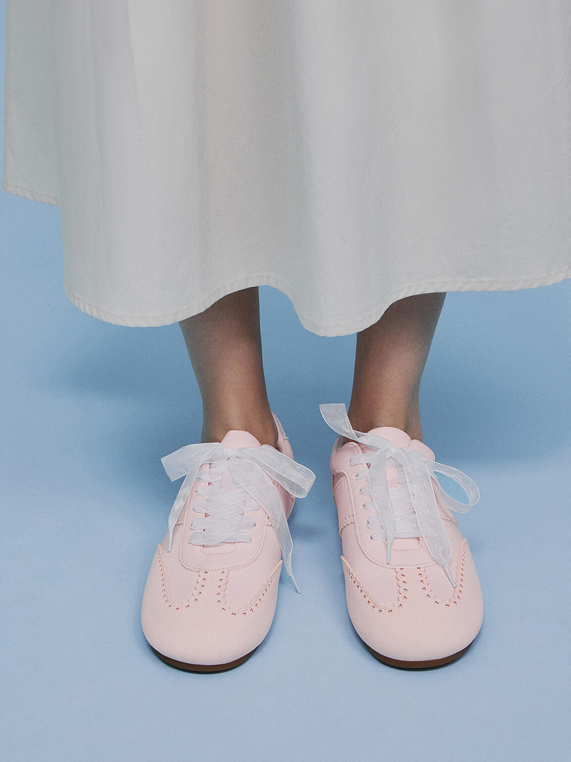 ハート シアーレーススニーカー, ライトピンク, hi-res