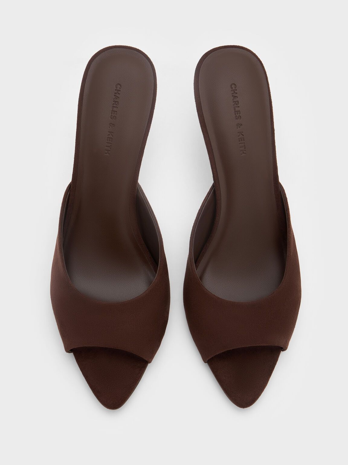 フォースエード ポインテッドピープトゥヒールミュール, ダークブラウン, hi-res