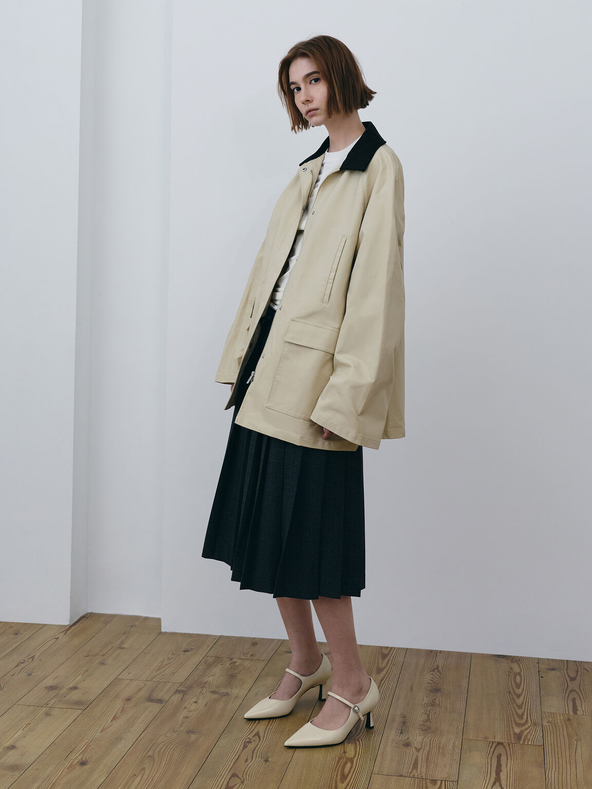 ポインテッドメリージェーンパンプス, ベージュ, hi-res