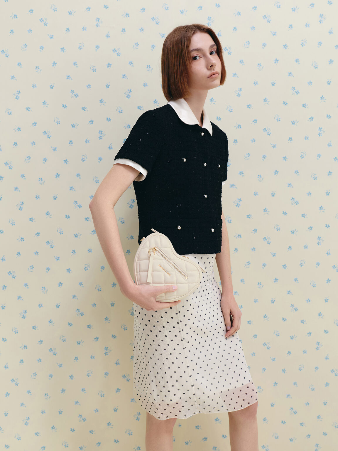 Paffuto パフート キルトハートクロスボディバッグ, クリーム, hi-res