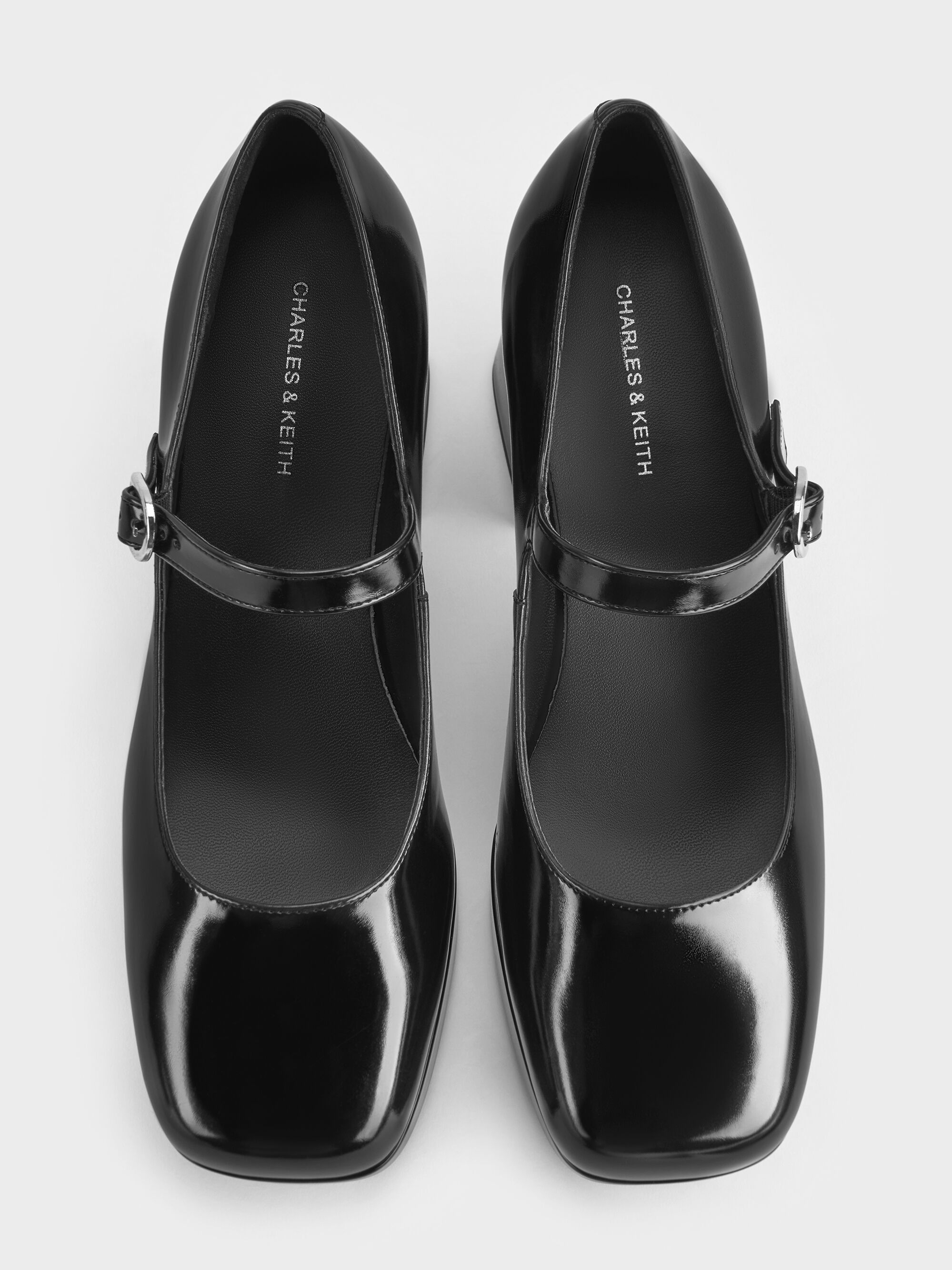 (新品未使用)CHARLES ＆KEITH プラットフォーム メリージェーン プラットフォーム メリージェーン - ブラックボックス | CHARLES