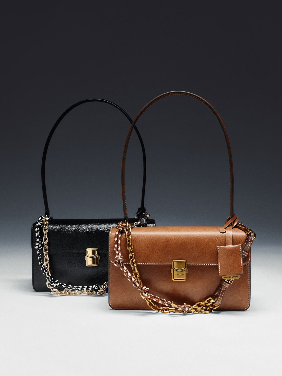 Acelynn エイスリン ロープチェーンショルダーバッグ, ブラック, hi-res