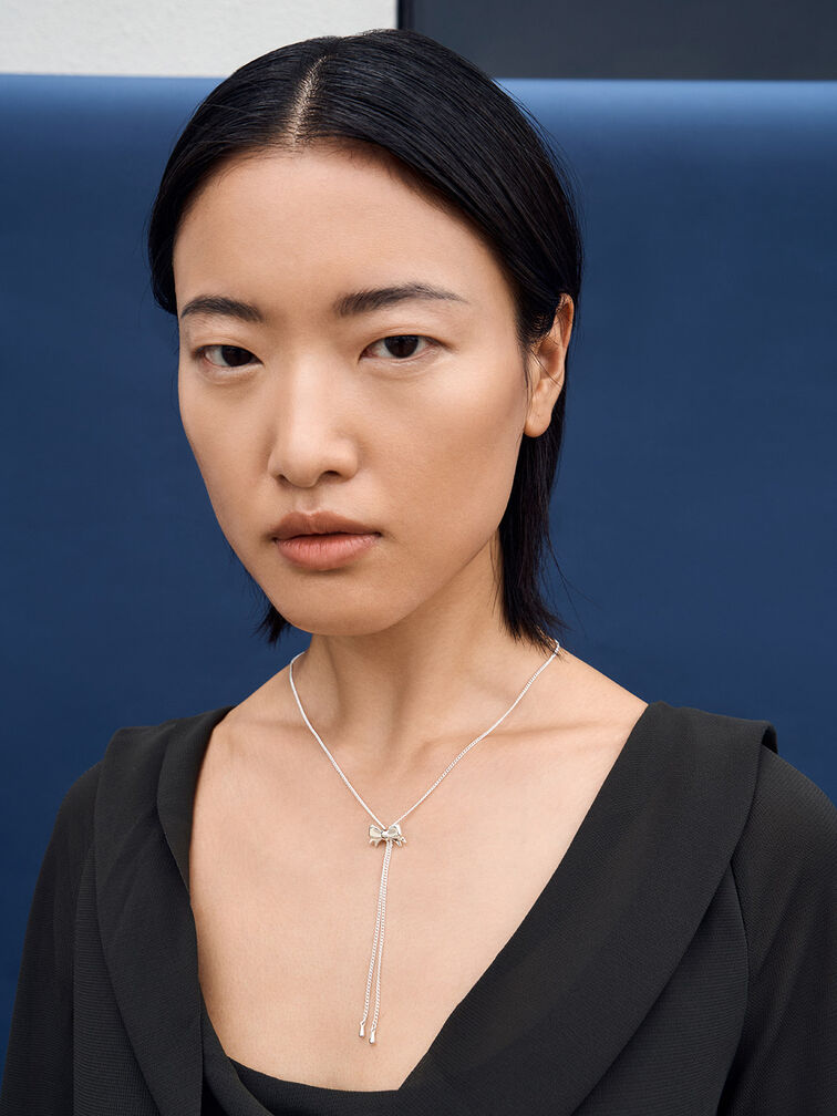 Paige ページ リボンネックレス - シルバー | CHARLES & KEITH 