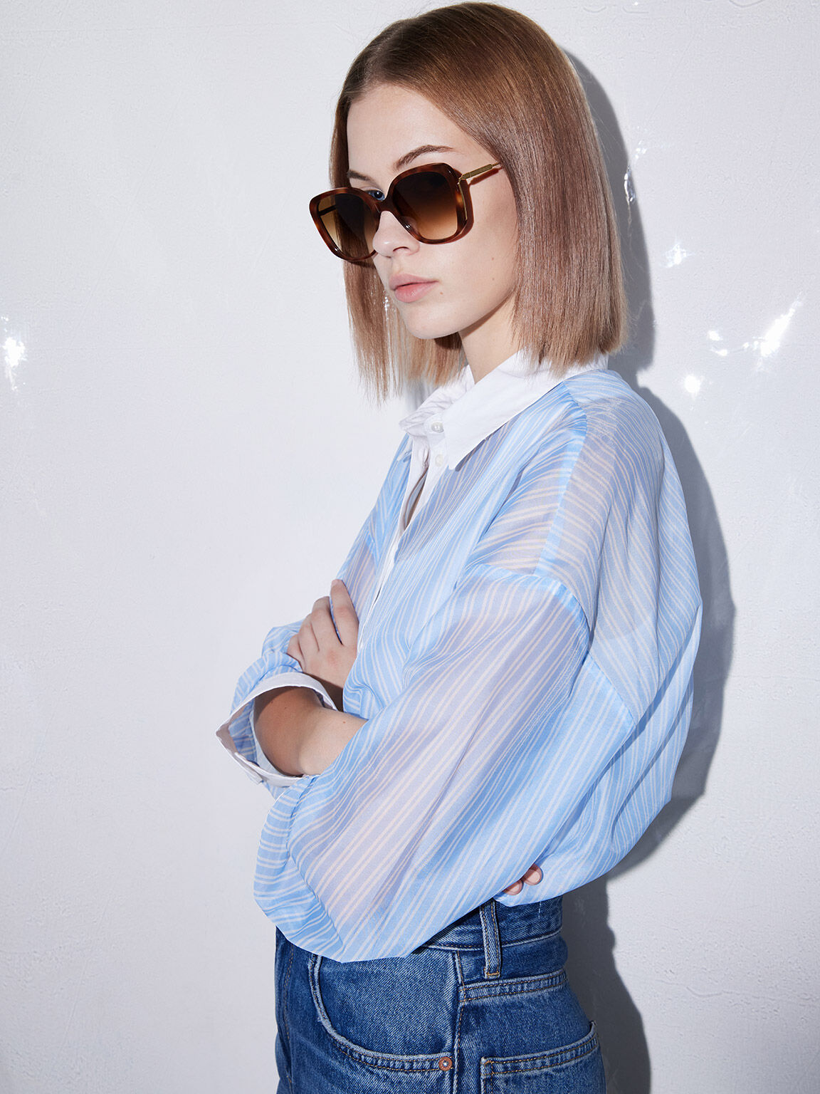 アセテート ワイドフレームバタフライサングラス, テンダーシェル, hi-res