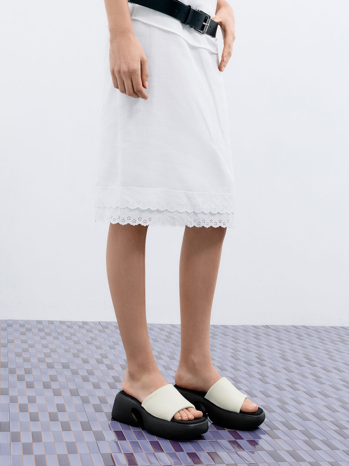 Baxie バシー シルクプラットフォームミュール, チョーク, hi-res