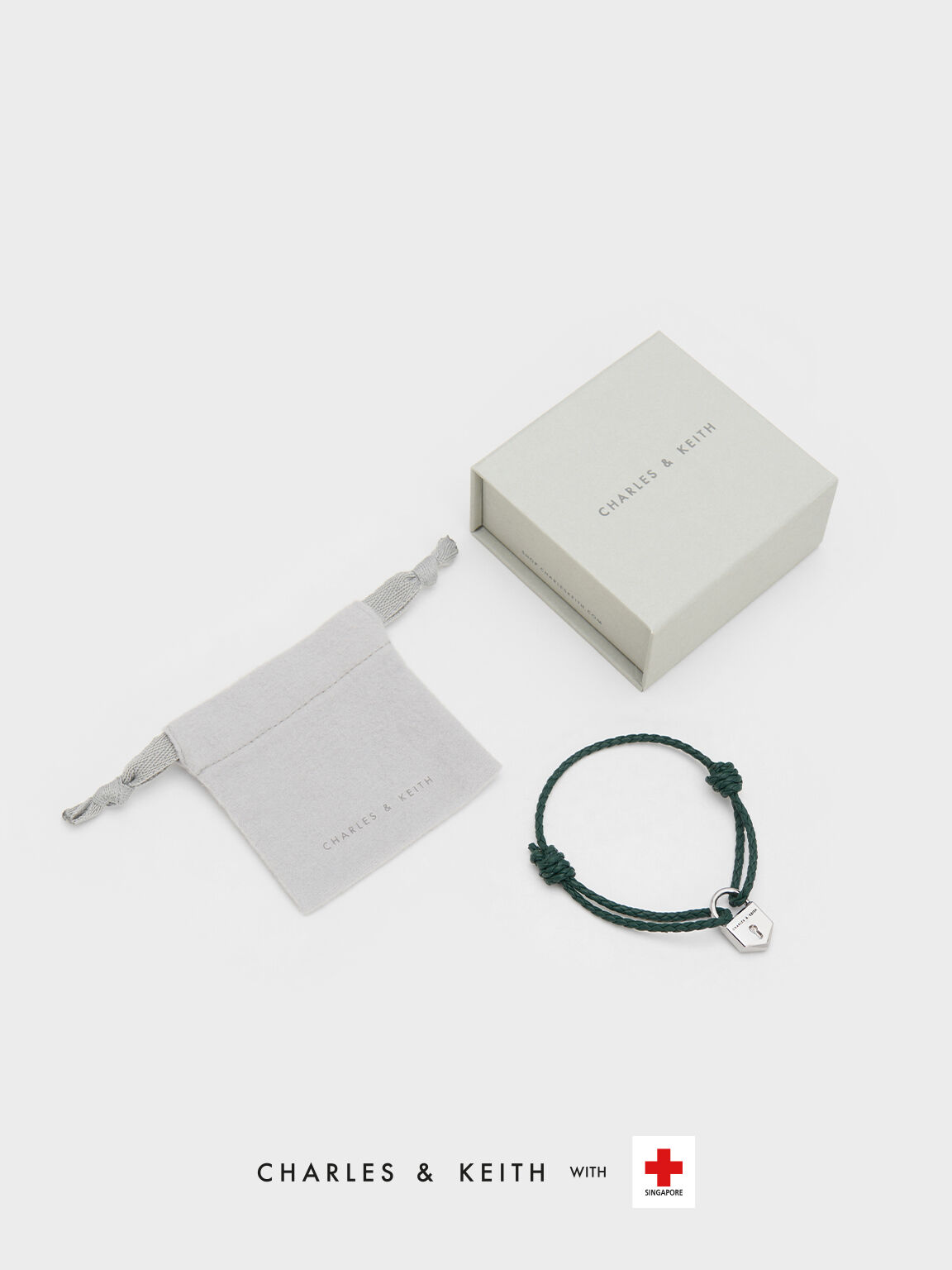 ロックモチーフ レザーブレスレット, グリーン, hi-res