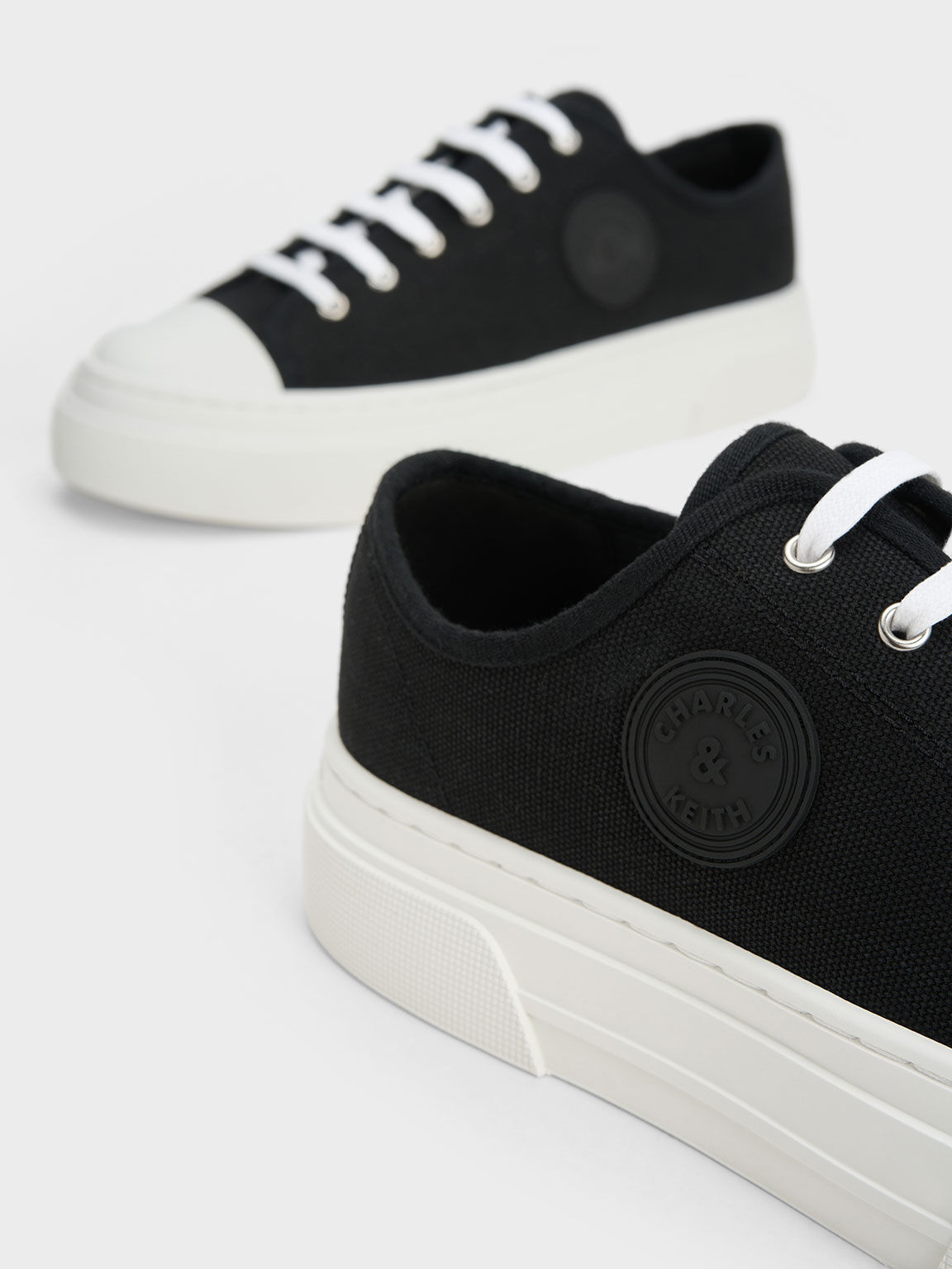 ロートップ プラットフォームスニーカー, ブラック, hi-res