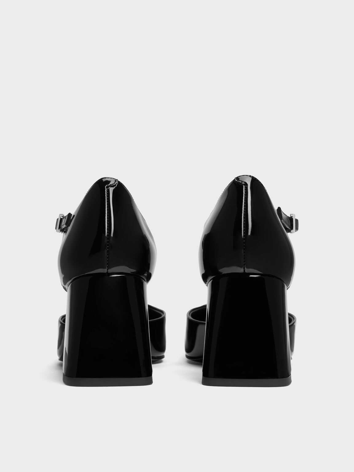 Patricia パトリシア パテントスクエアトゥドルセイアンクルストラップパンプス, ブラックパテント, hi-res