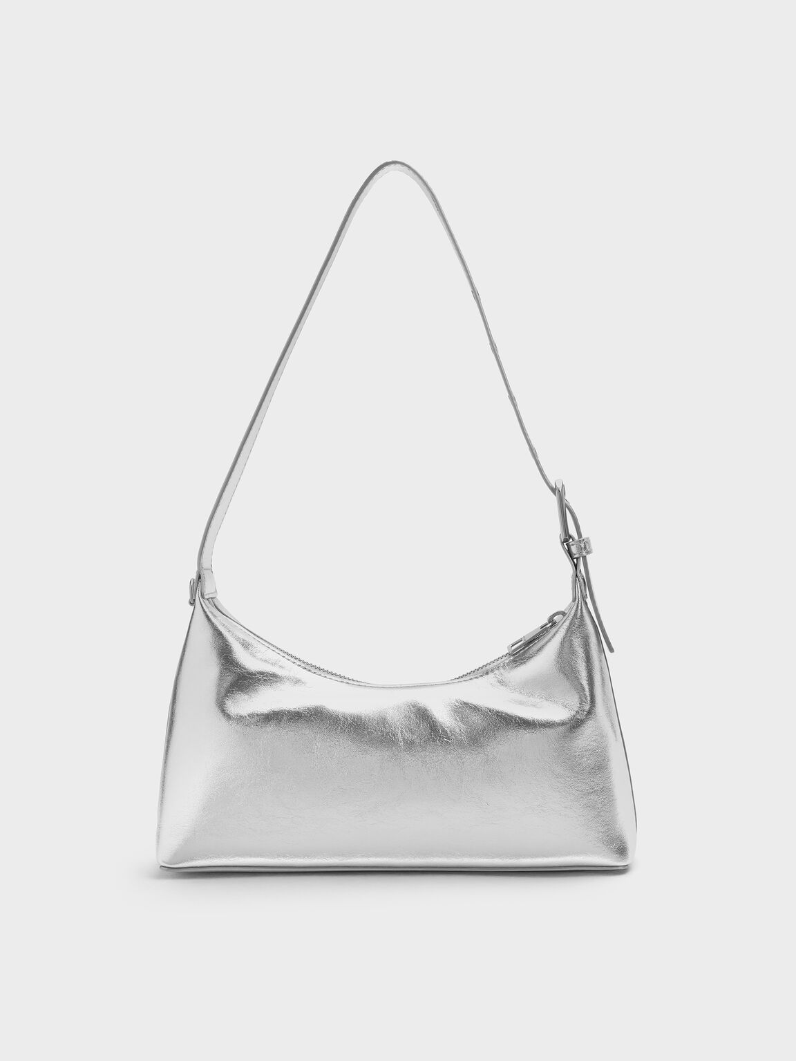 Atwood アトウッド　クリンクルエフェクトチェーンエンベリシュッドホーボーバッグ, シルバー, hi-res