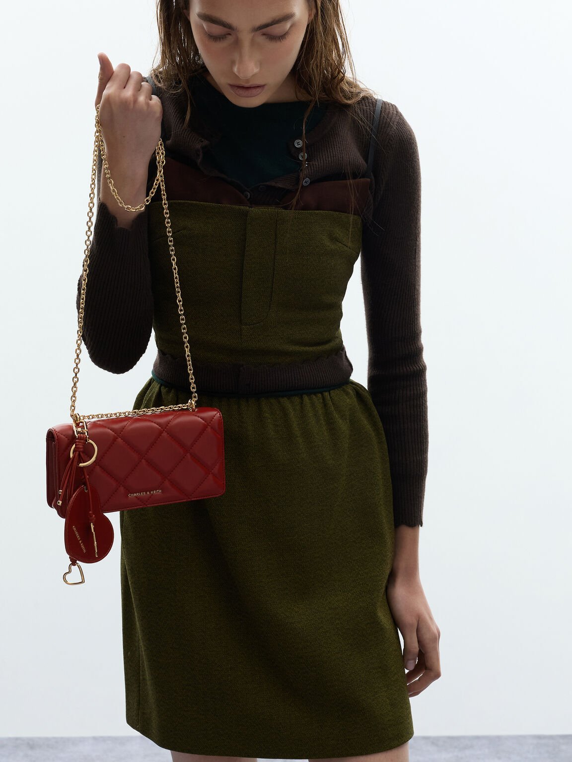 Ciara シアラ ハートアンドキーチャーム, バーガンディ, hi-res