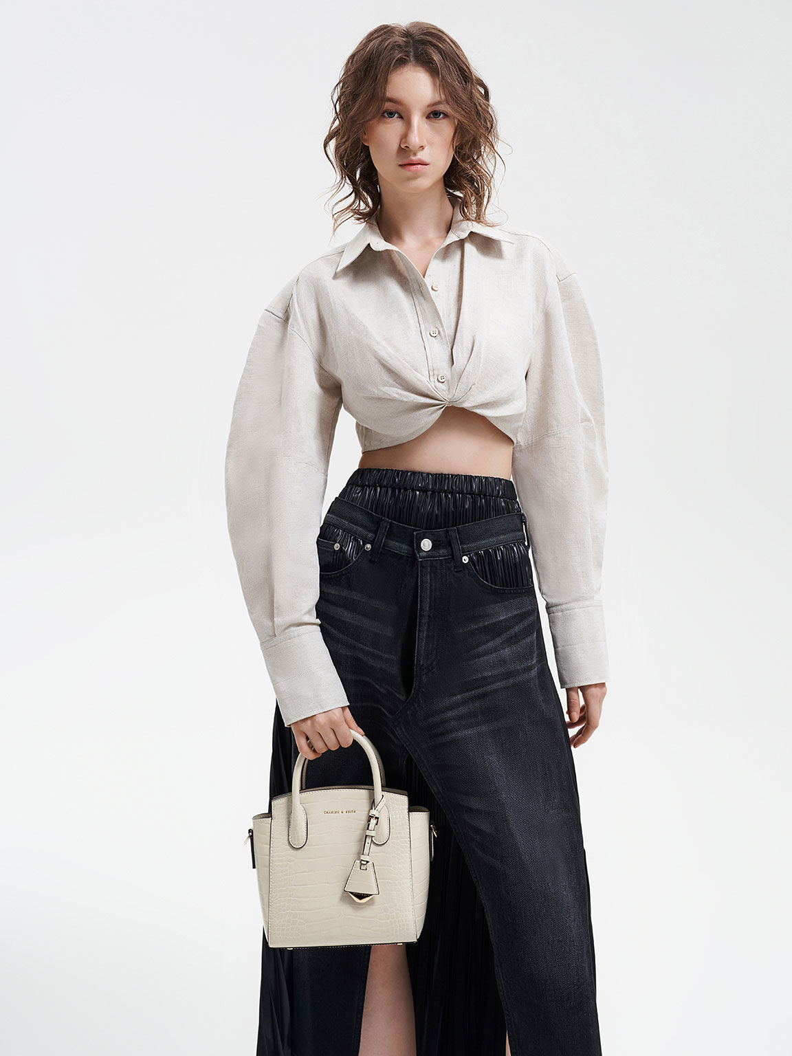 クロックエフェクト トラペーズトートバッグ, アイボリー, hi-res