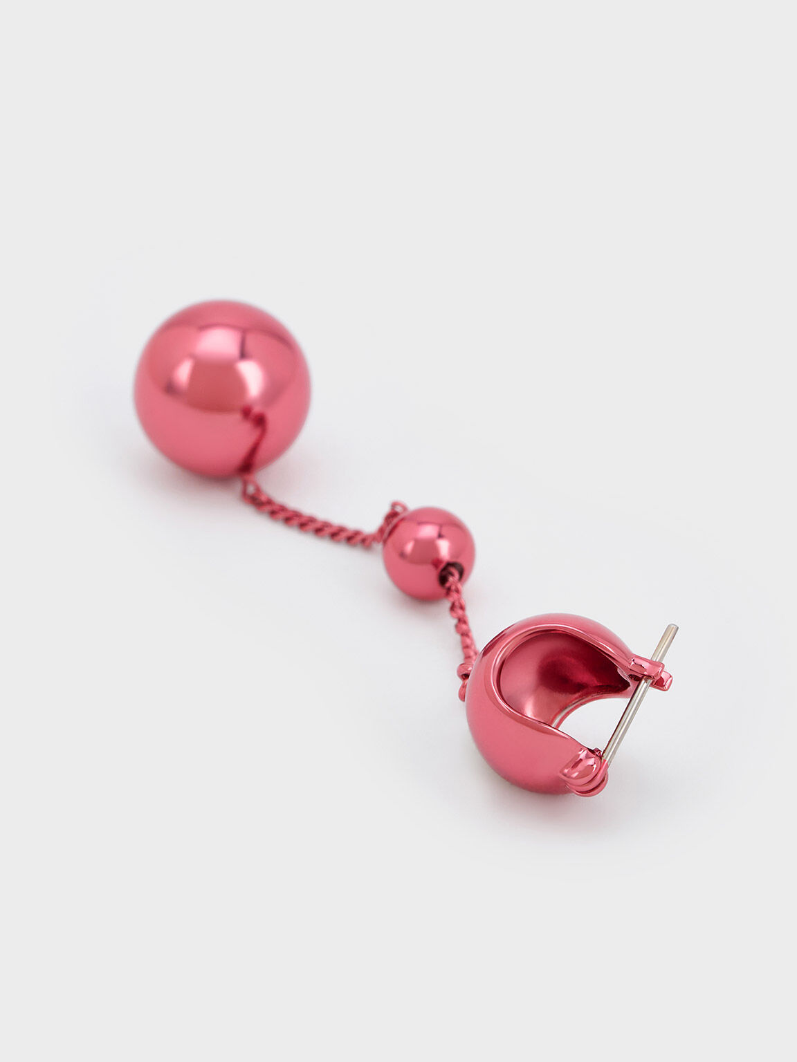 メタリックスフィア クリスタルエンベリッシュ ドロップピアス, フューシャ, hi-res