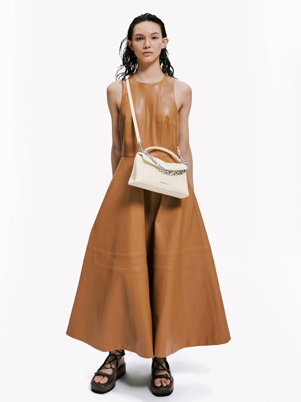 Andromeda アンドロメダ チャンキーチェーントップハンドルバッグ, クリーム, hi-res