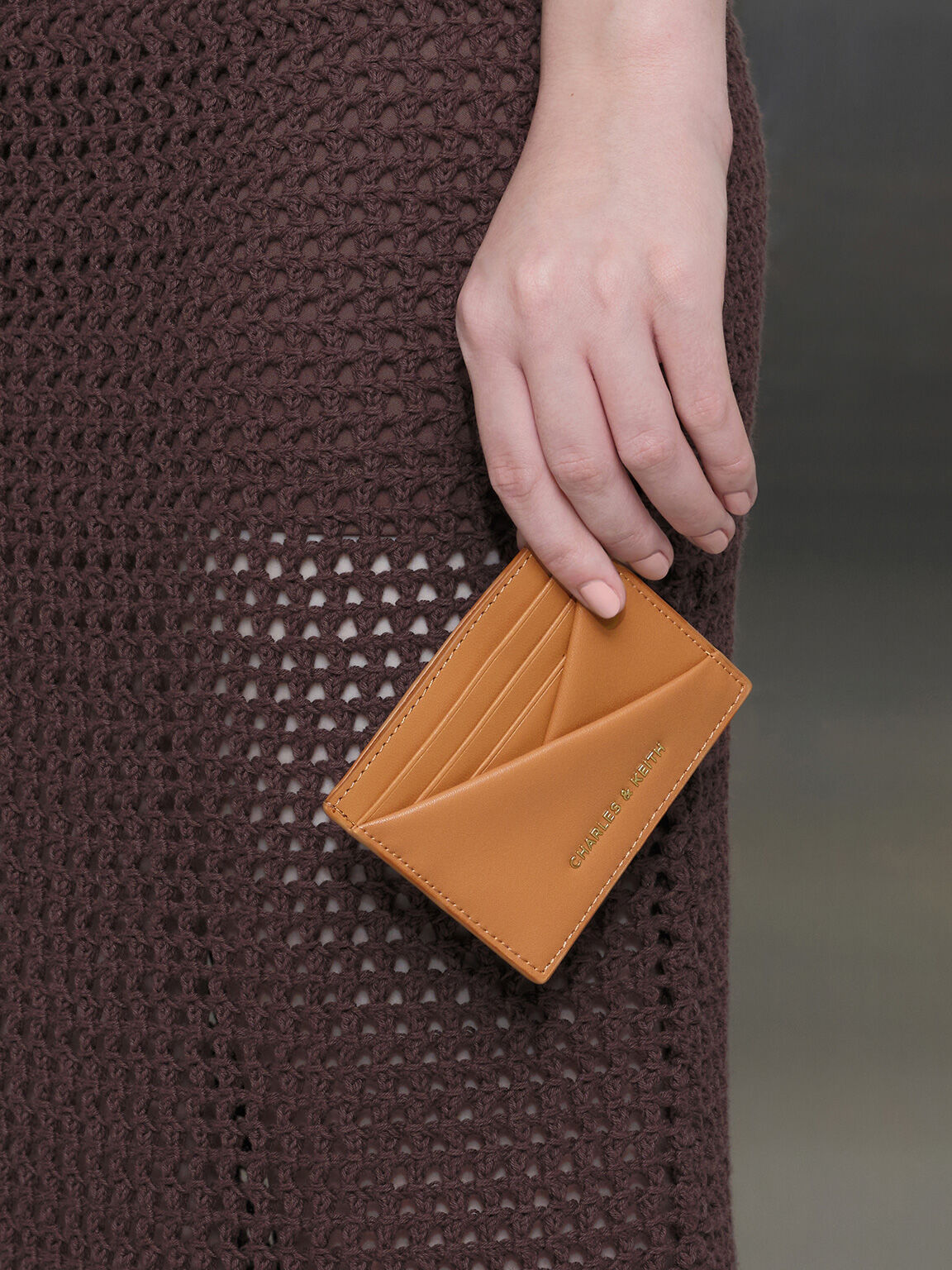 Midori ミドリ ジオメトリックカードホルダー, トフィー, hi-res