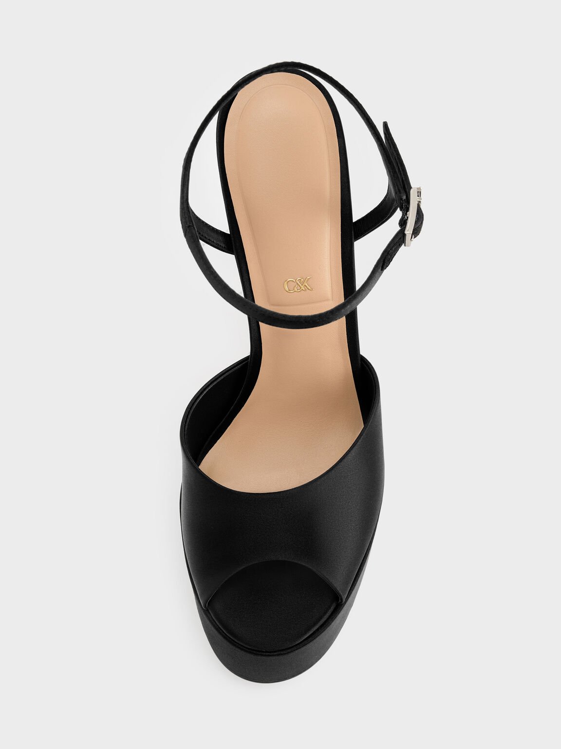 Francesca フランチェスカ ピープトゥ プラットフォームヒール, ブラックテクスチャード, hi-res