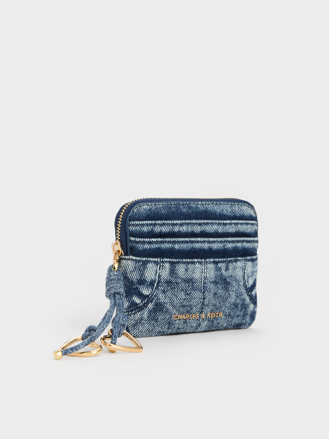 Ciara シアラ デニムトップジップカードホルダー, デニムブルー, hi-res