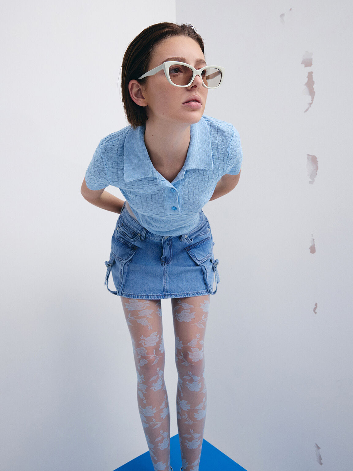 Maeva マエバ アセテートキャットアイサングラス, チョーク, hi-res