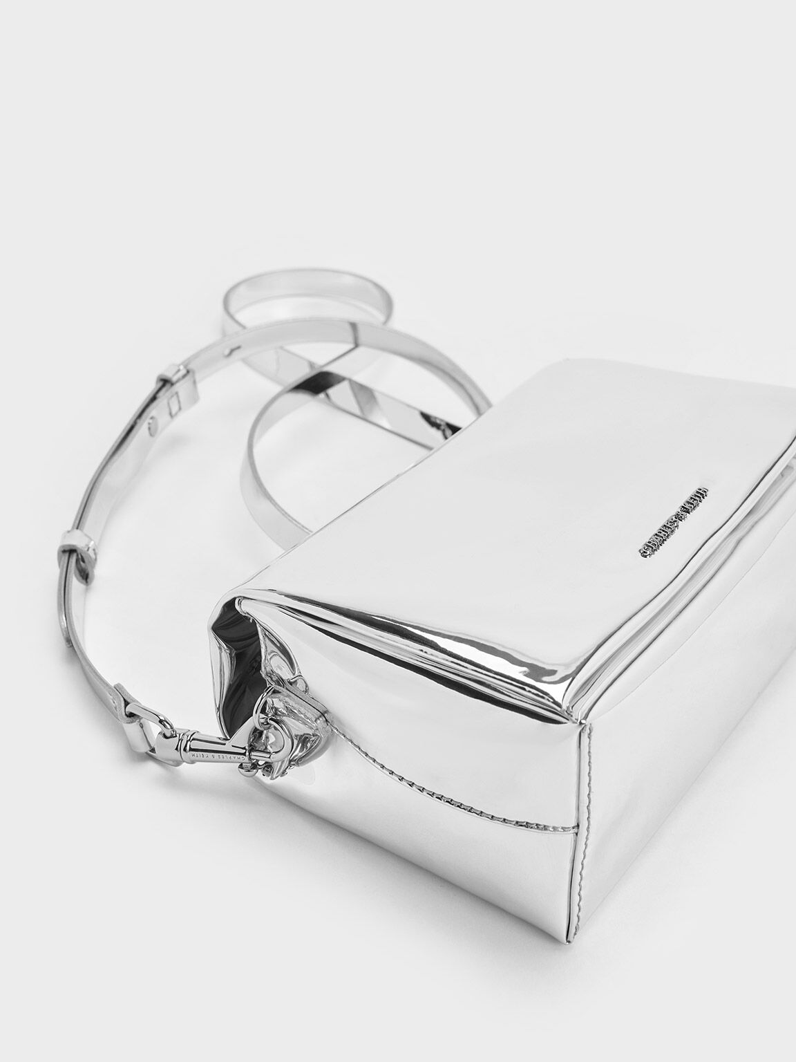 Matina マチナ クリンクルエフェクトクロスボディバッグ, シルバー, hi-res