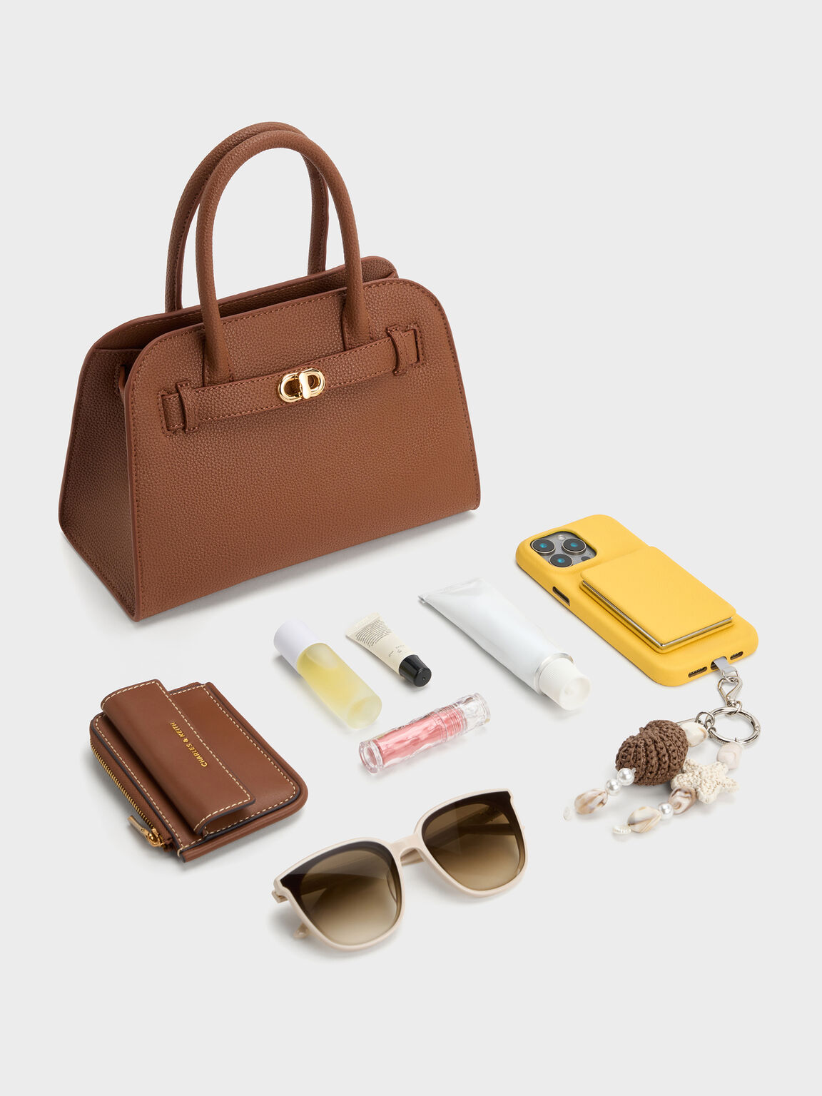 Aubrielle オブリエル ベルトストラクチャー トートバッグ, チョコレート, hi-res