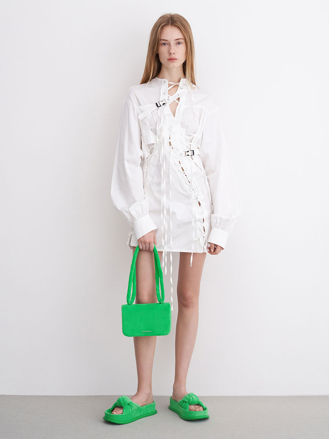 Loey ローイー テキスチャークロスボディバッグ, グリーン, hi-res