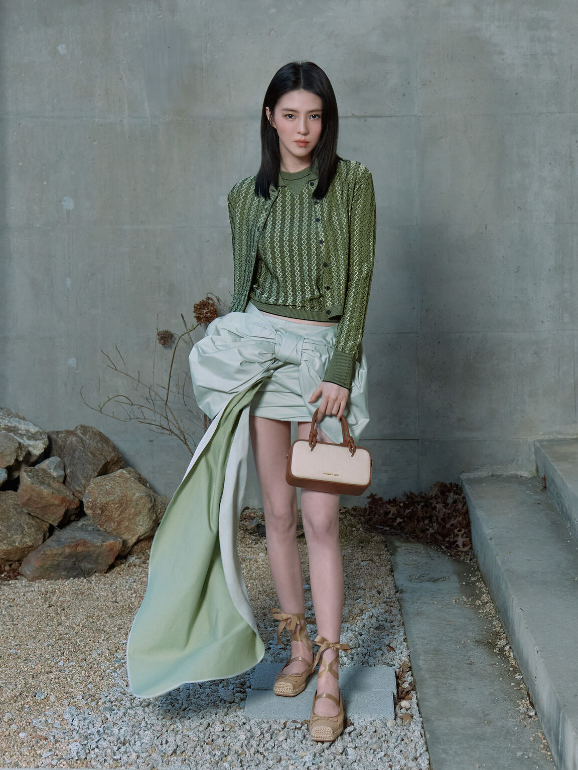 Bernadine バーナデイン フォースエード ボウタイアラウンドエスパドリーユバレエフラット, サンド, hi-res