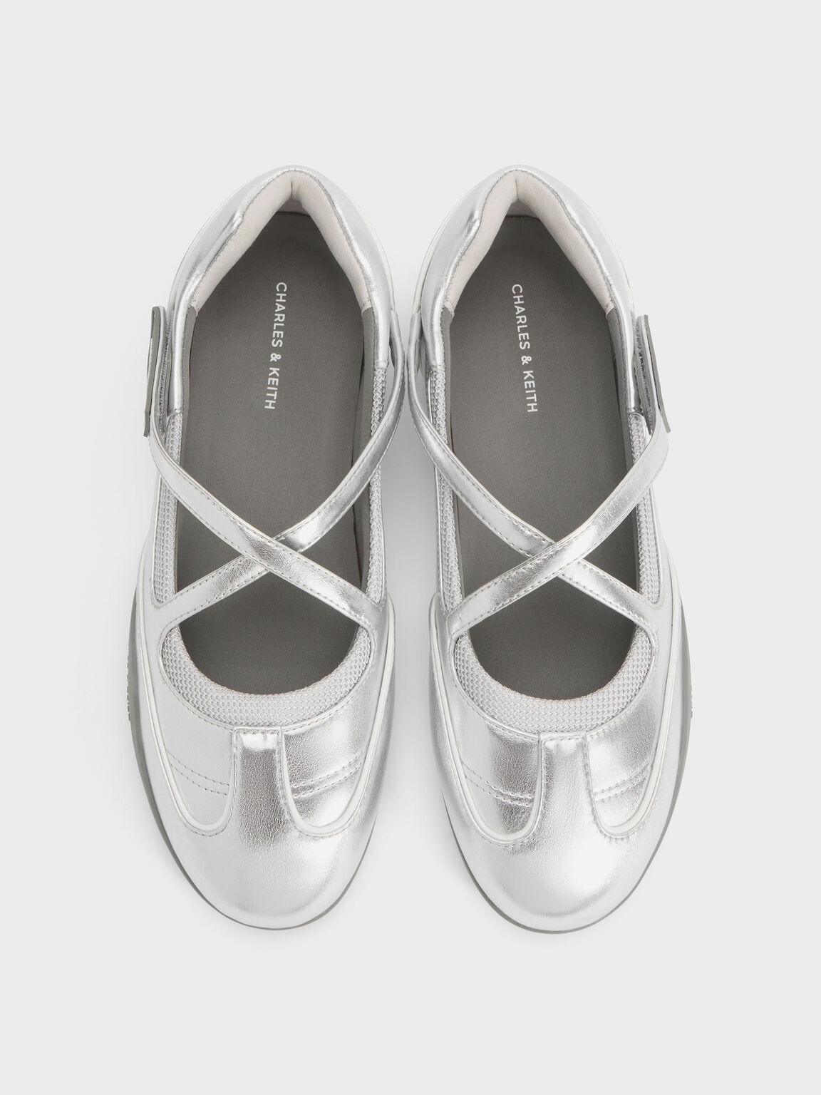 Mika ミカ クロスオーバー メリージェーンスニーカー, シルバー, hi-res