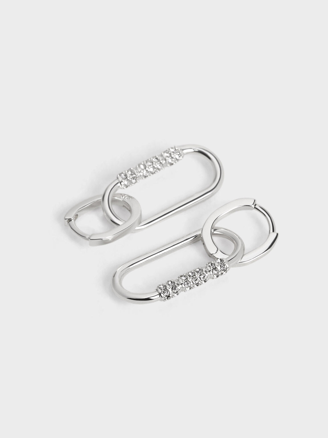 Reagan リーガン クリスタルドロップピアス, シルバー, hi-res