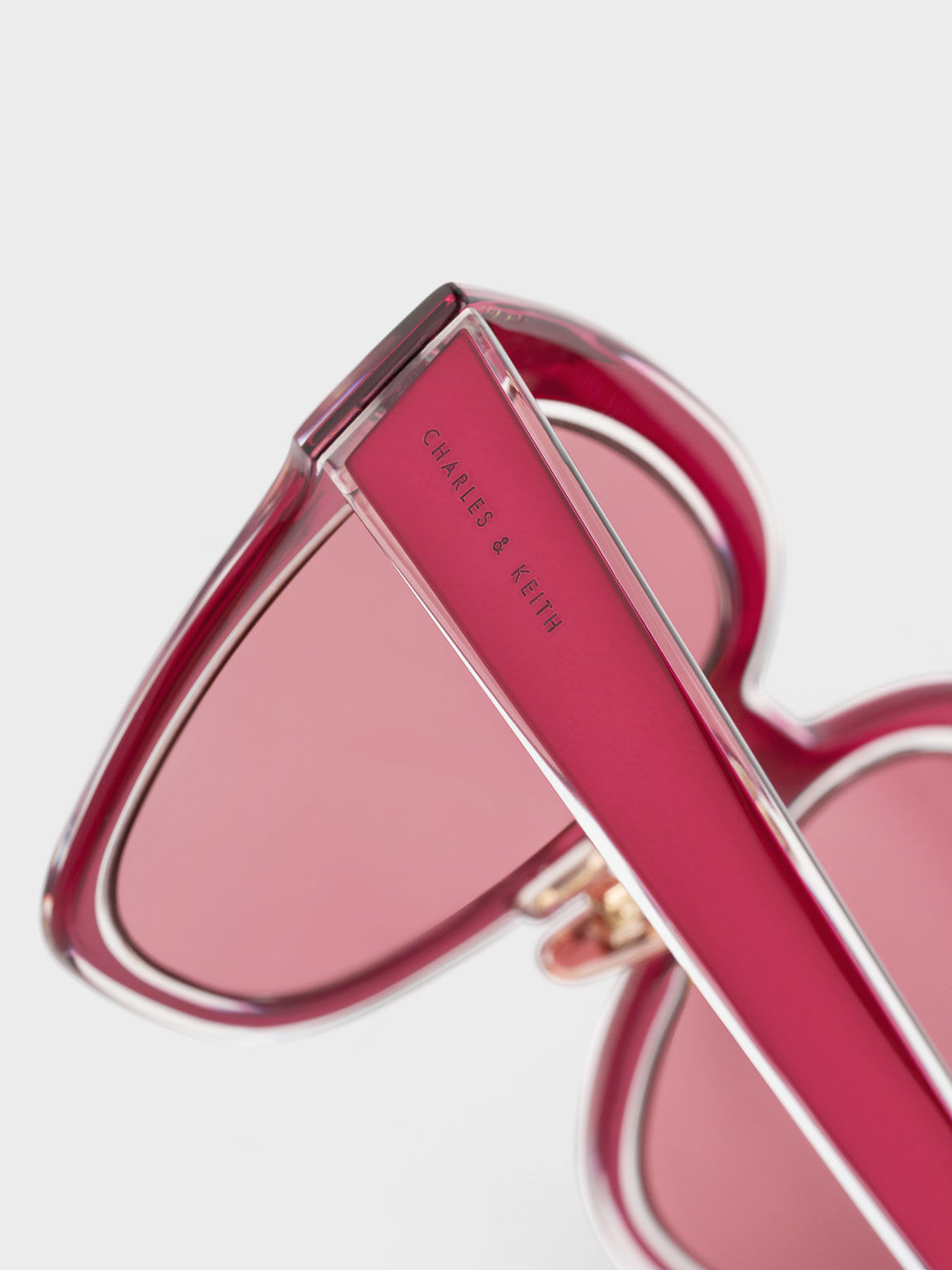 メタリック スクエアサングラス, フューシャ, hi-res