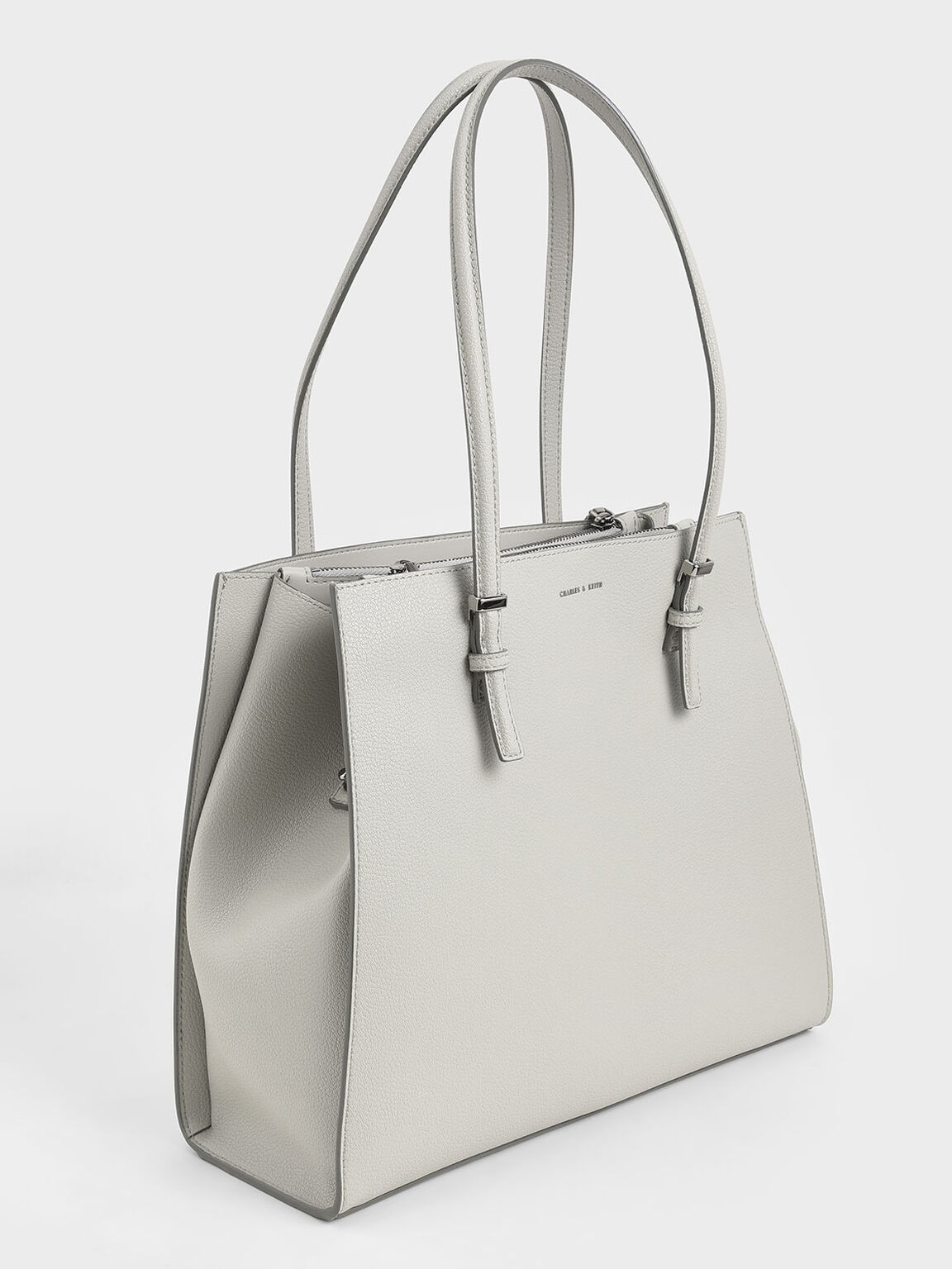 クラシックダブルハンドル トートバッグ, グレー, hi-res