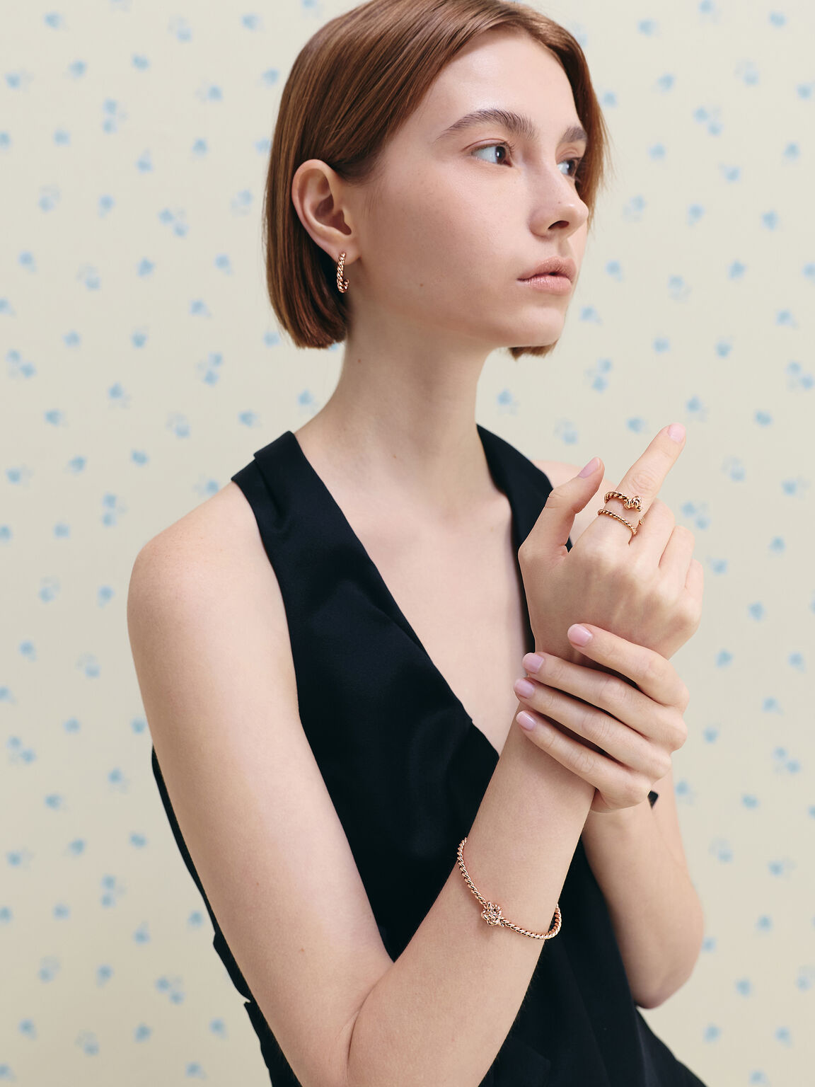 Sable セーブル ロープノット カフバングル, ローズゴールド, hi-res