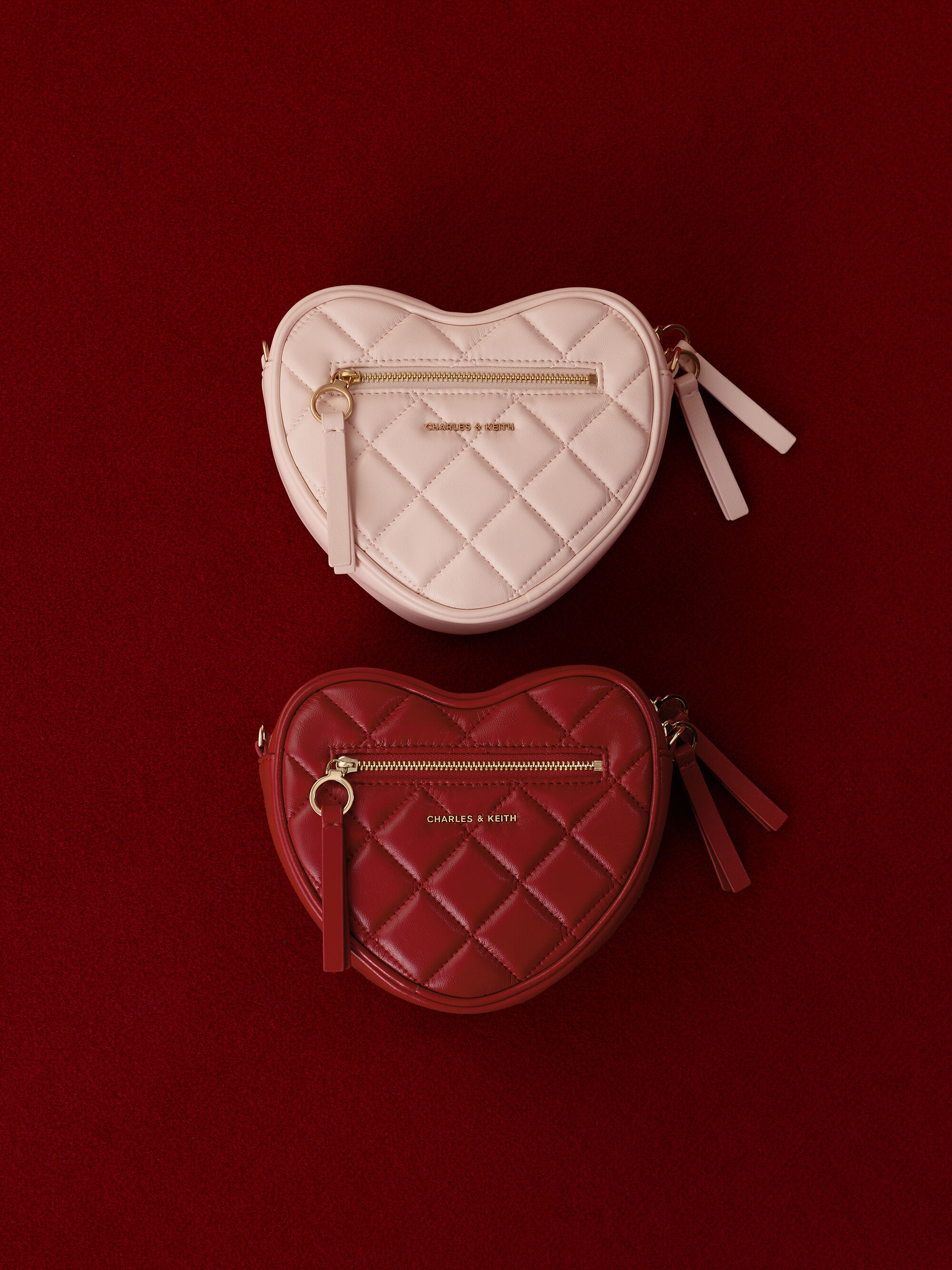 Paffuto パフート キルトハートクロスボディバッグ - ソフトピンク