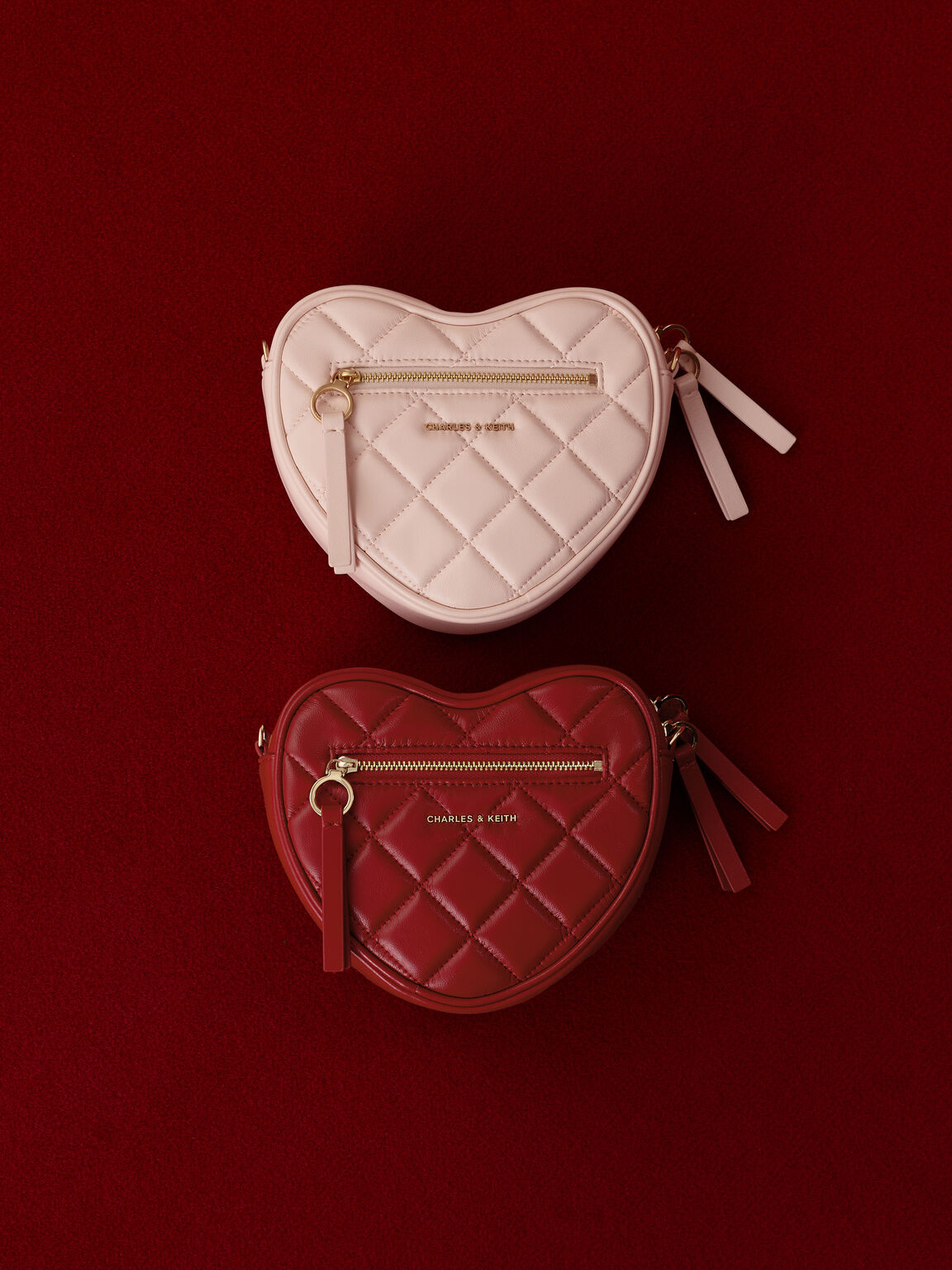 Paffuto パフート キルトハートクロスボディバッグ, ソフトピンク, hi-res