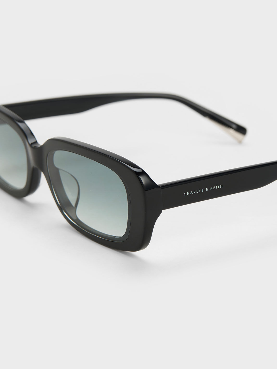 レクタンギュラー アセテートサングラス - ブラック | CHARLES & KEITH